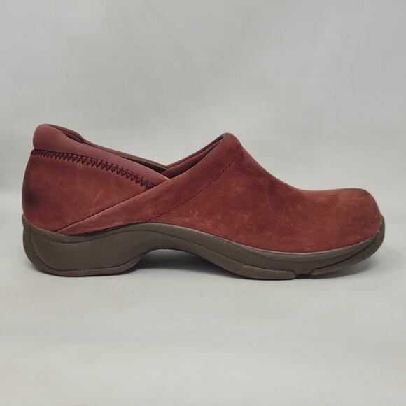 Dansko Clogs EU38 US8 Red Suede Maroon Wedge Professional Slip On 5403887800 - Picture 6 of 11